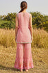 Peach Organza Jacket Pant Set