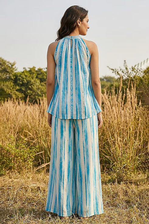 Linen striped Pant Set