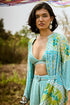 Aqua Green Printed Jacket Set