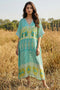 Printed Aqua Green Chiffon Kaftan