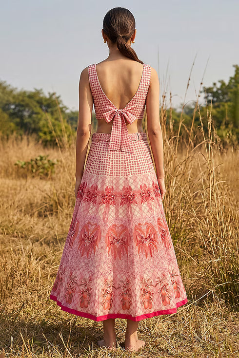 Peach Printed Lehanga