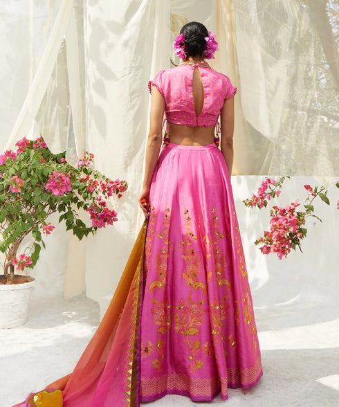 Pink Printed Lehenga Set