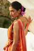 Rust Chinon Chiffon Abstract Printed Pre-Draped Saree Set