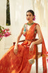 Rust Chinon Chiffon Abstract Printed Pre-Draped Saree Set