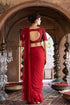 Maroon Pre- Draped Frill Saree With Blouse