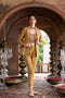 Yellow Printed Pant Suit With Inner