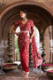 Maroon Printed Pant Saree with Blouse and Belt