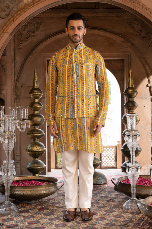 Yellow Printed Bundi