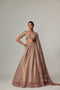 Deep Beige Multicolor Metallic Lehenga With Elbow Blouse