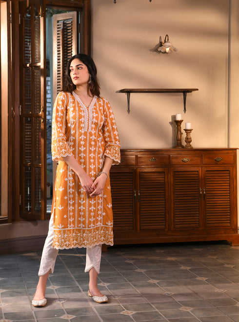 Arpina Kurta with Inverted V Hem Pants With Dupatta