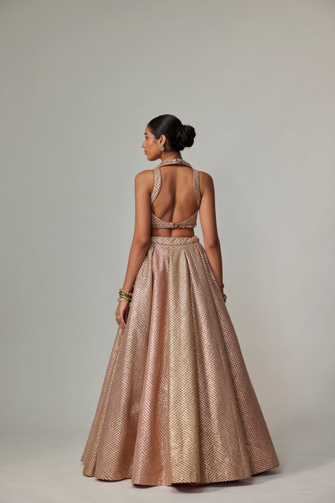 Deep Beige Multicolor With Crop Top