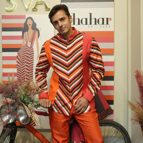 Color Block Graphic Print Shaket