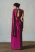 Pink Chiffon Pre-Draped Saree Set