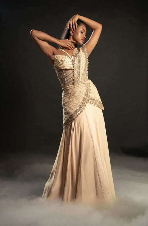 Light Gold Ready Saree