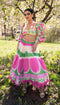 Mosiac- Hot Pink Printed And Embellished Half Lehenga