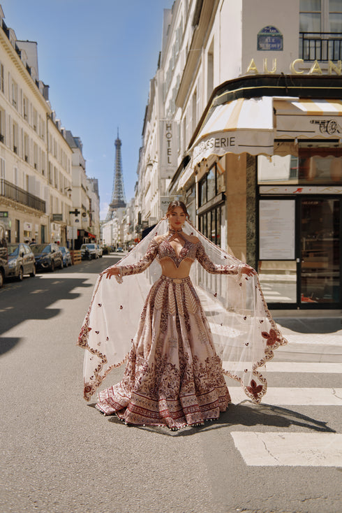 Marron & Ivory Lehenga Set