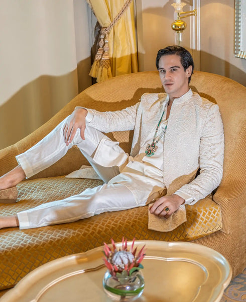 Biluur Ivory White Sherwani Set