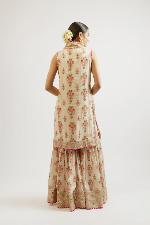 Dhriti Sleeveless Sharara Set - Ivory