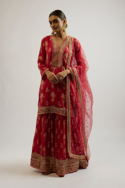 Sadhna Sharara Set - Red