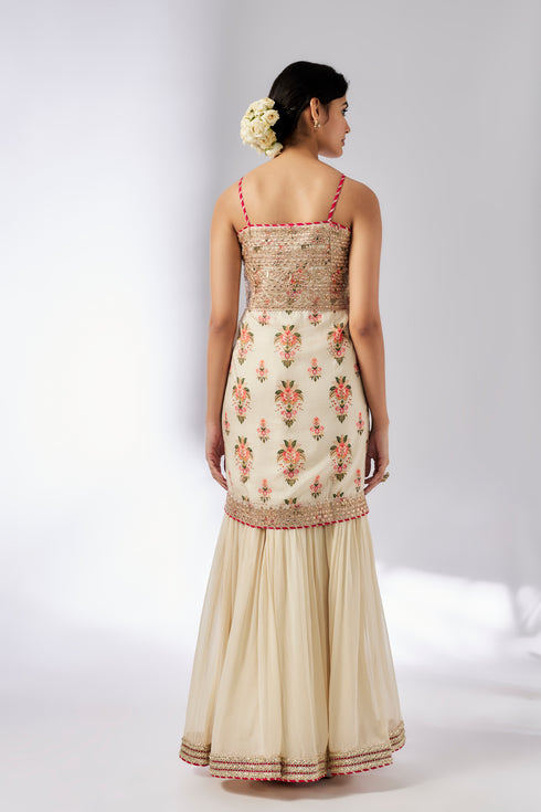 Chhaya Strappy Sharara Set - Ivory