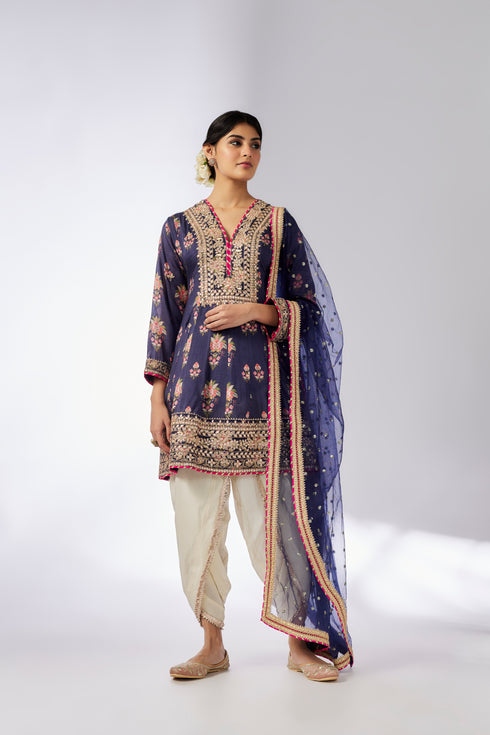 Ekta AG Dhoti Set - Navy