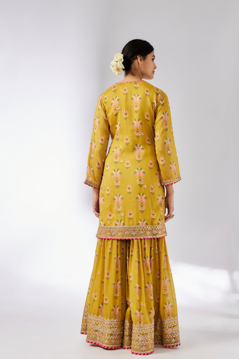 Sadhna Sharara Set - Mustard