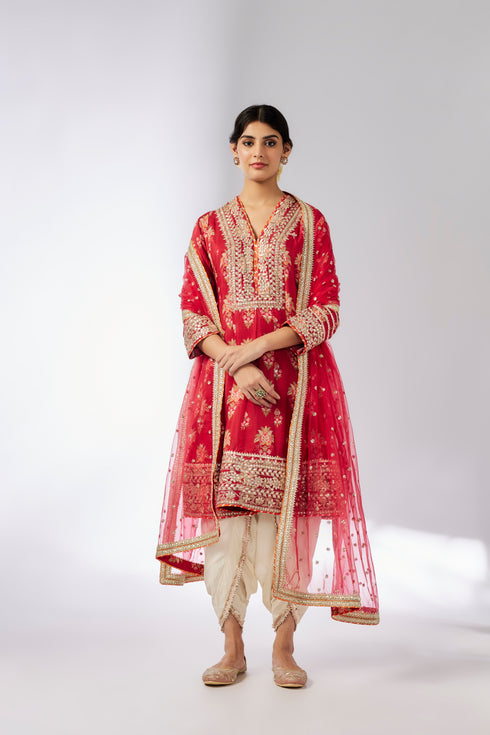 Ekta AG Dhoti Set - Red