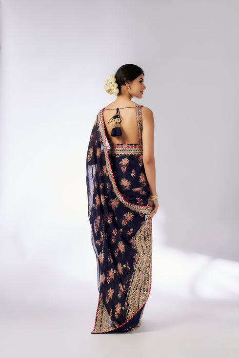 Masoom Saree Set - Navy