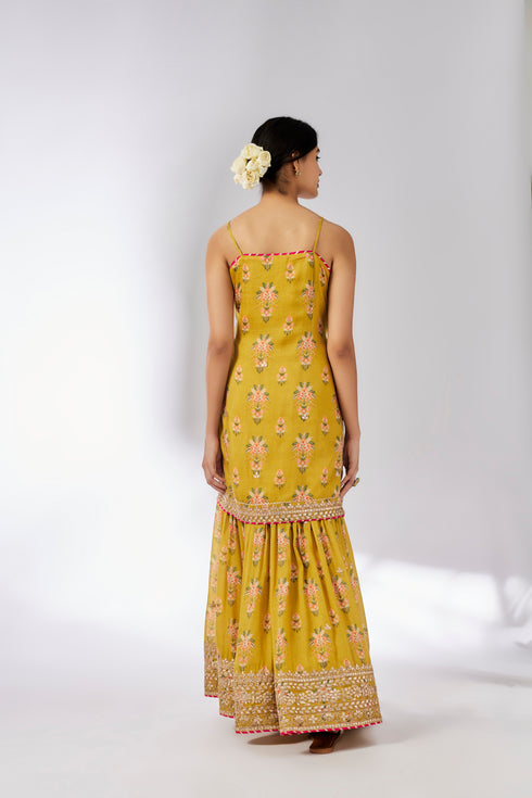 Advika Strappy Sharara Set - Mustard