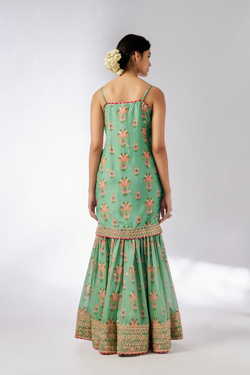 Advika Strappy Sharara Set - Mint