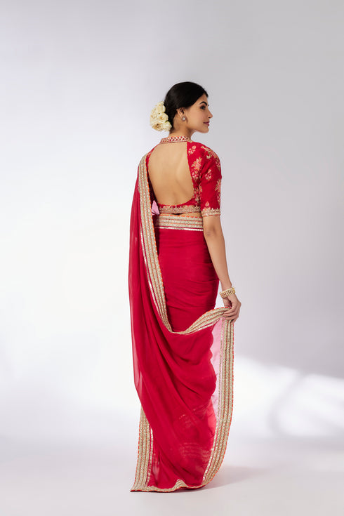 Anisha Saree Set - Red