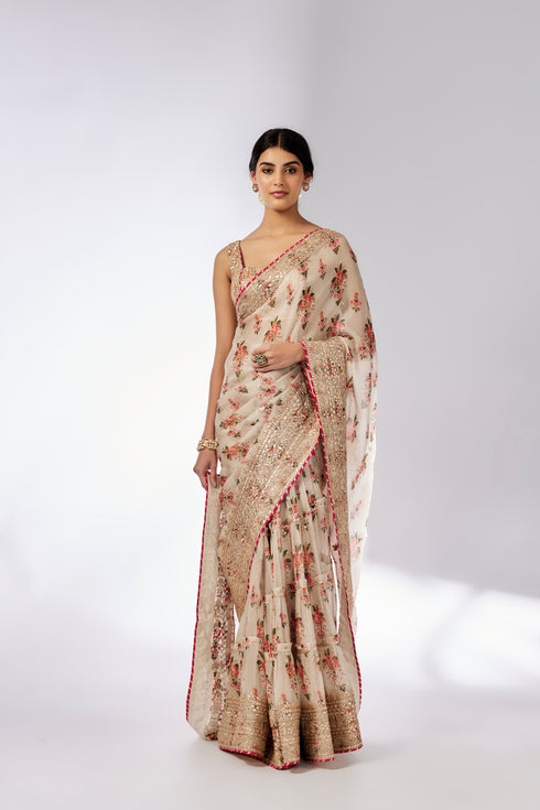 Mahira Saree Set - Ivory