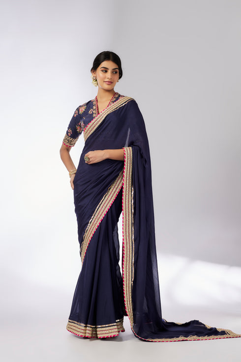 Anisha Saree Set - Navy