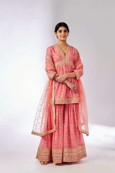Samiksha Peplum Sharara Set - Pink