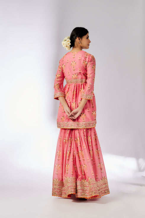 Samiksha Peplum Sharara Set - Pink