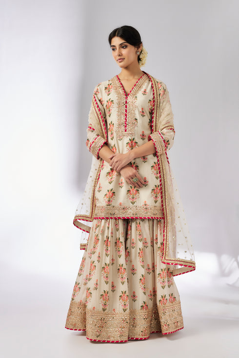 Sadhna Sharara Set - Ivory