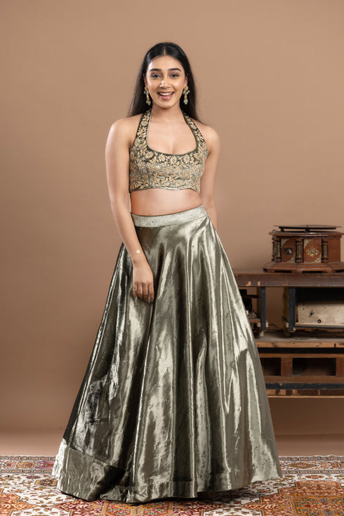 Velvet Lehenga with Blouse