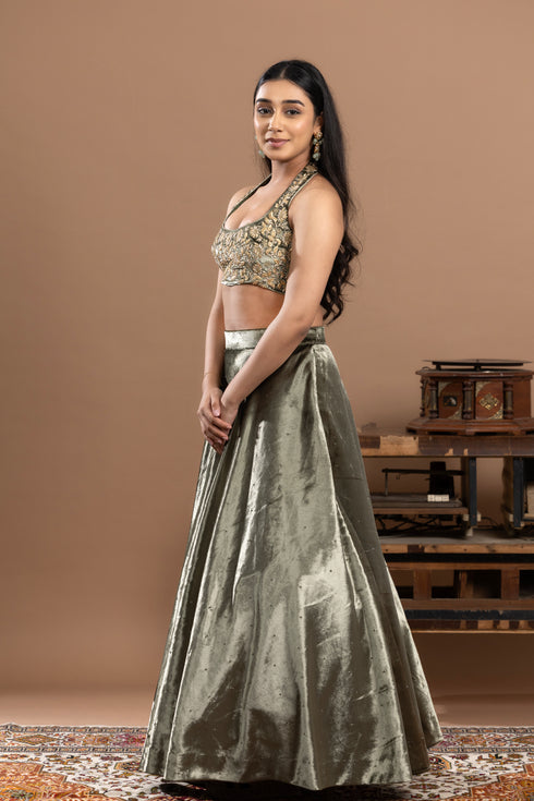 Velvet Lehenga with Blouse