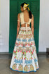 Off-White Linen Satin & Organza Printed Lehenga Set