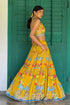 Mustard Linen Satin & Organza Printed Lehenga Set
