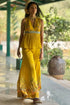Mustard Chiffon Printed & Embroidered Co-Ord Set