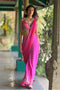 Hot PInk Tussar & Chiffon Pre-Draped Saree Set