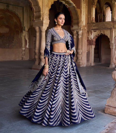 Purple Raw Silk Lehenga Set