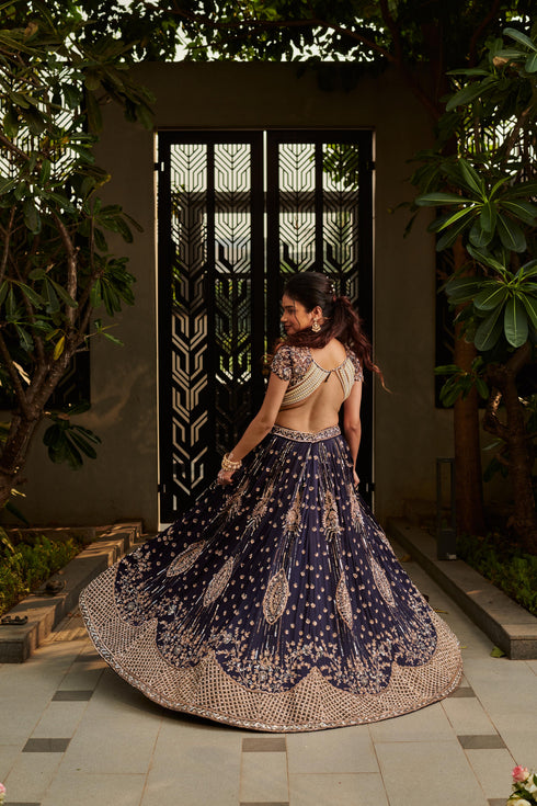 Deep Midnight Blue Lehenga Set