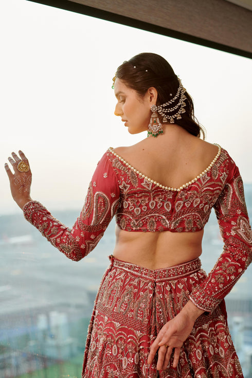 Tomato Red Lehenga Set