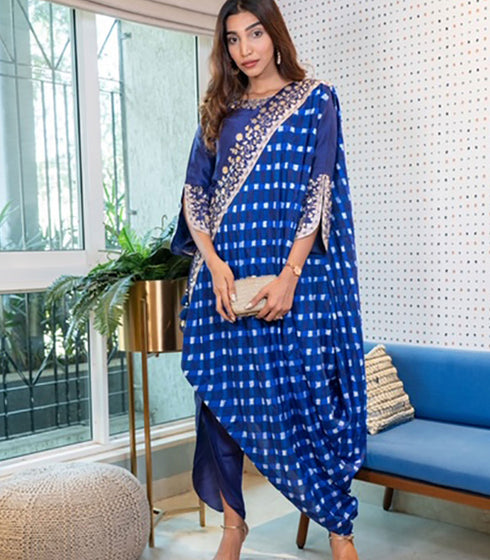 Silk Top,Harroms And Mothra Drape Dupatta With Gota Work