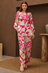 Pink Satin Linen Printed & Embroidered Co-Ord Set