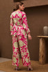 Pink Satin Linen Printed & Embroidered Co-Ord Set