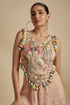 Rose Pink Embroidered Back Tie-Up Choli With Sharara