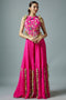 Hot Pink Embroidered Back Tie-Up Choli With Sharara